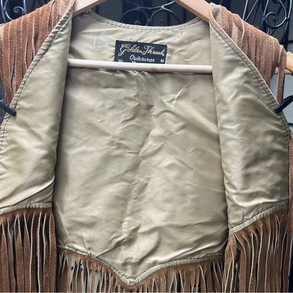 Vintage 1970s Golden Threads Outerwear Brill Bros Millwaukee  Fringed Suede Vest - Picture 4 of 8